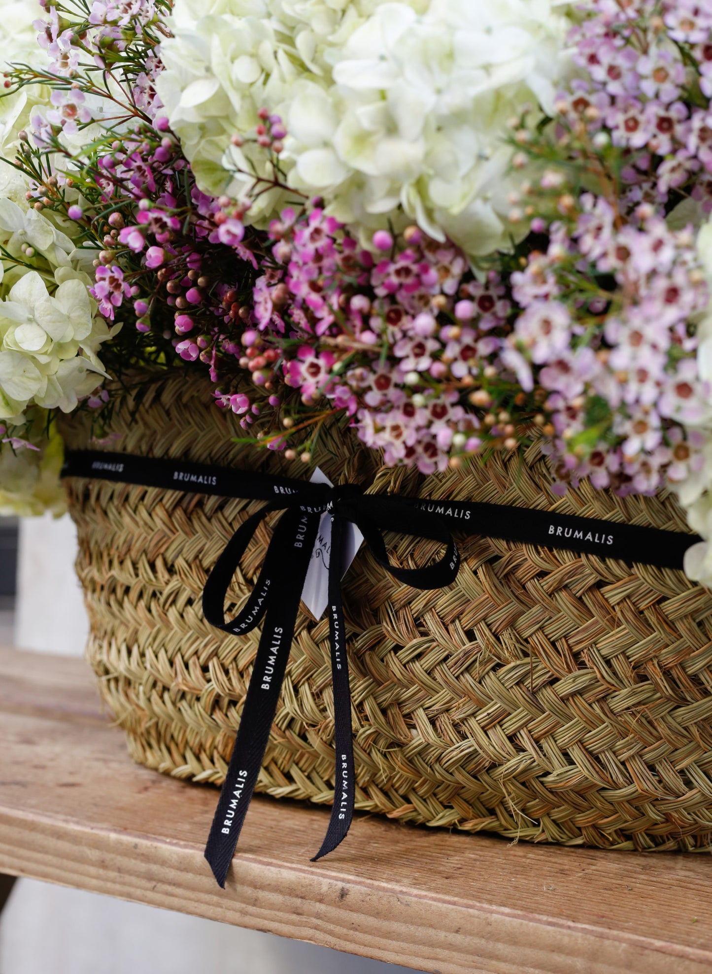 Cesta XL con hortensias