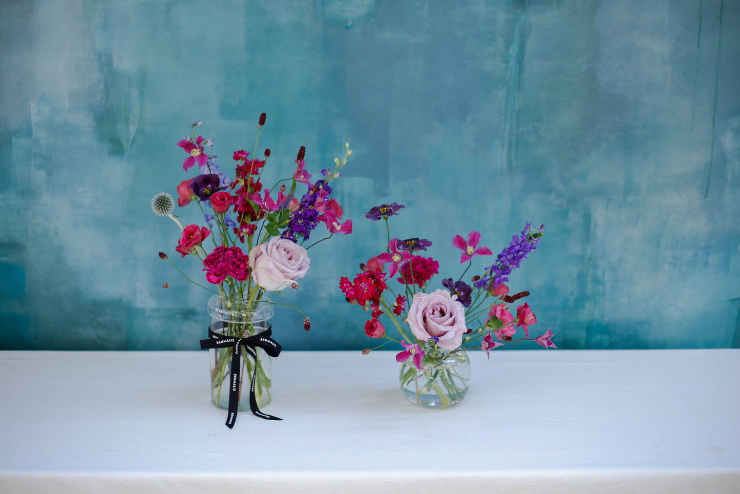 Flores jarrón ikebana de cristal soplado