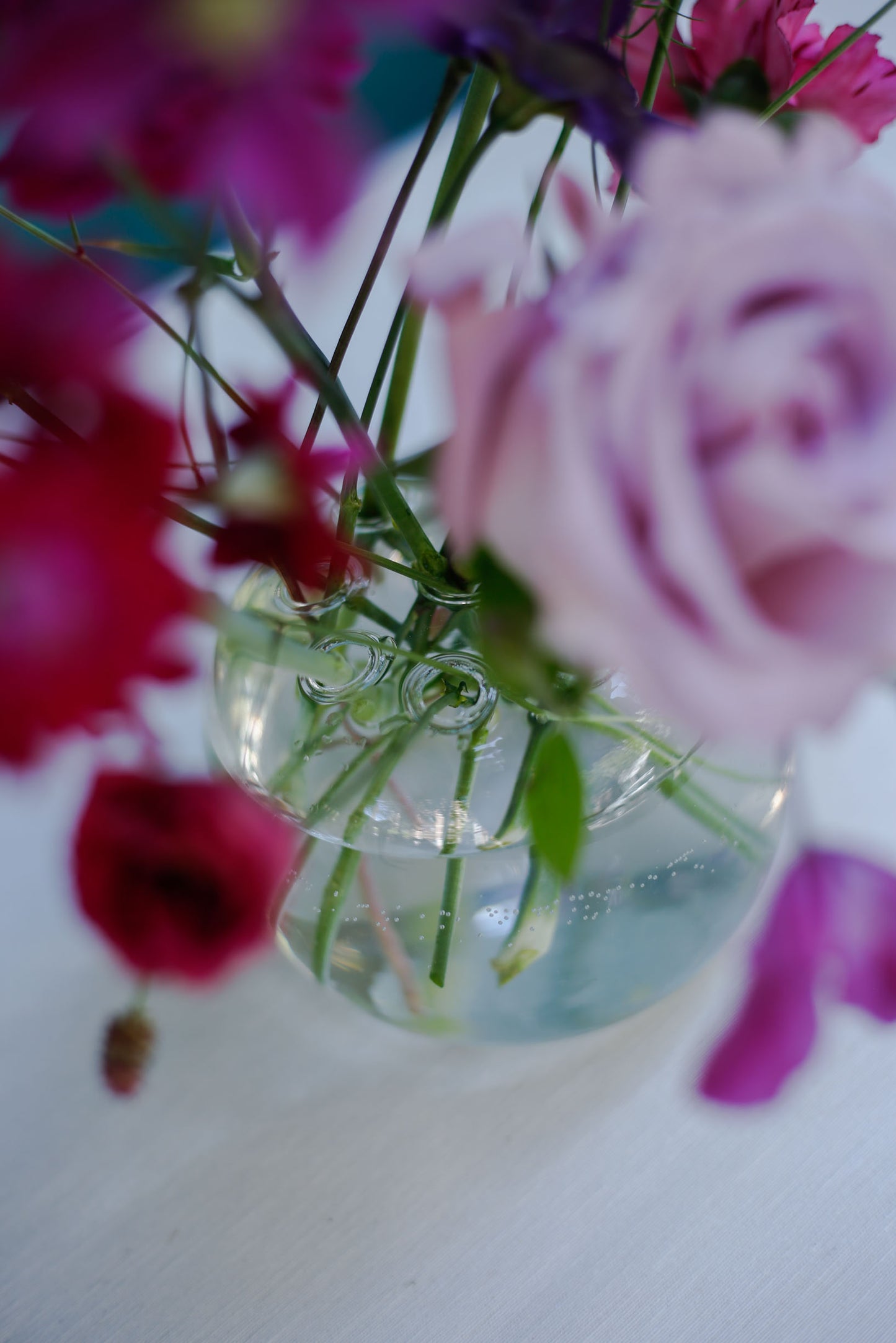 Flores jarrón ikebana de cristal soplado