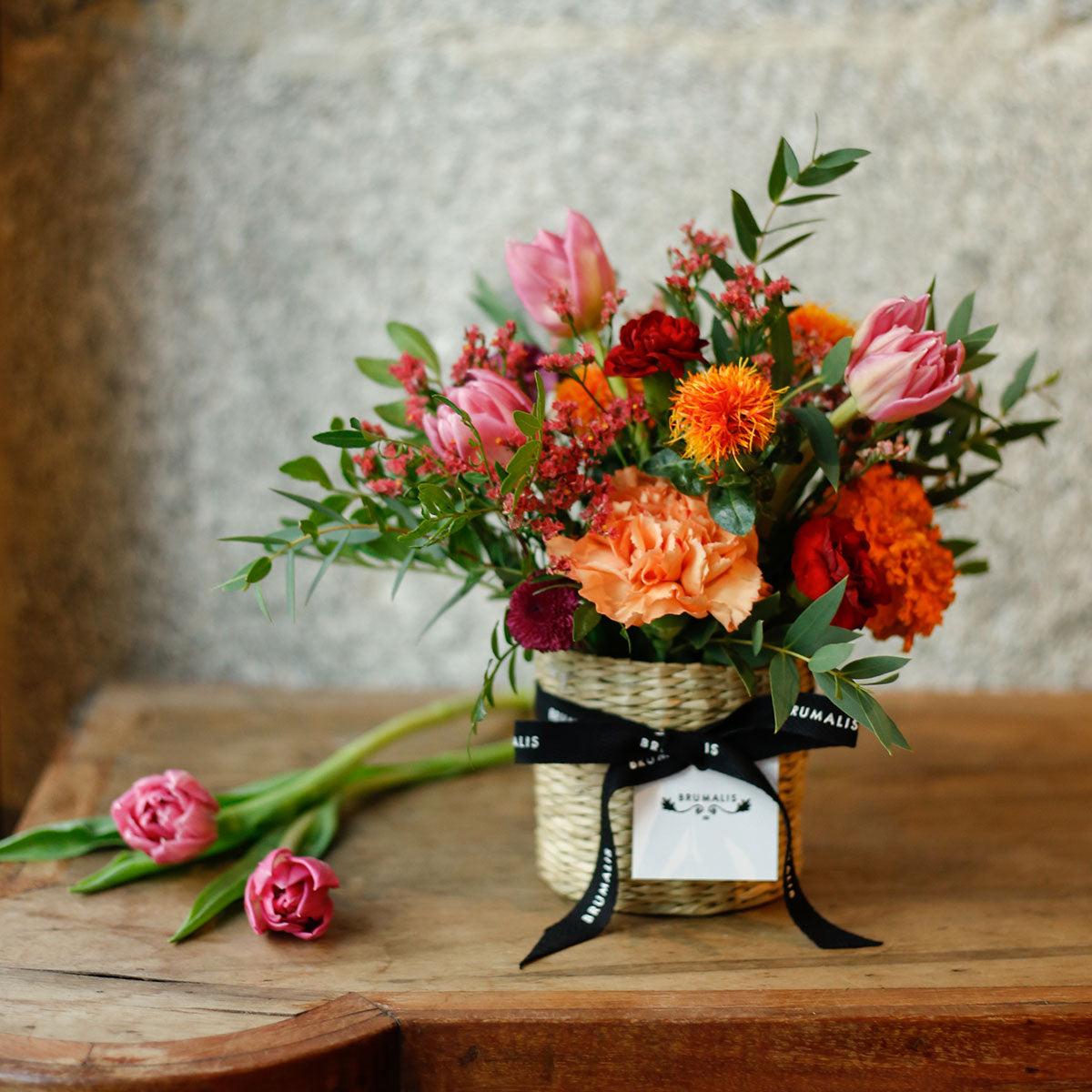 Mini cestita con flores otoñales