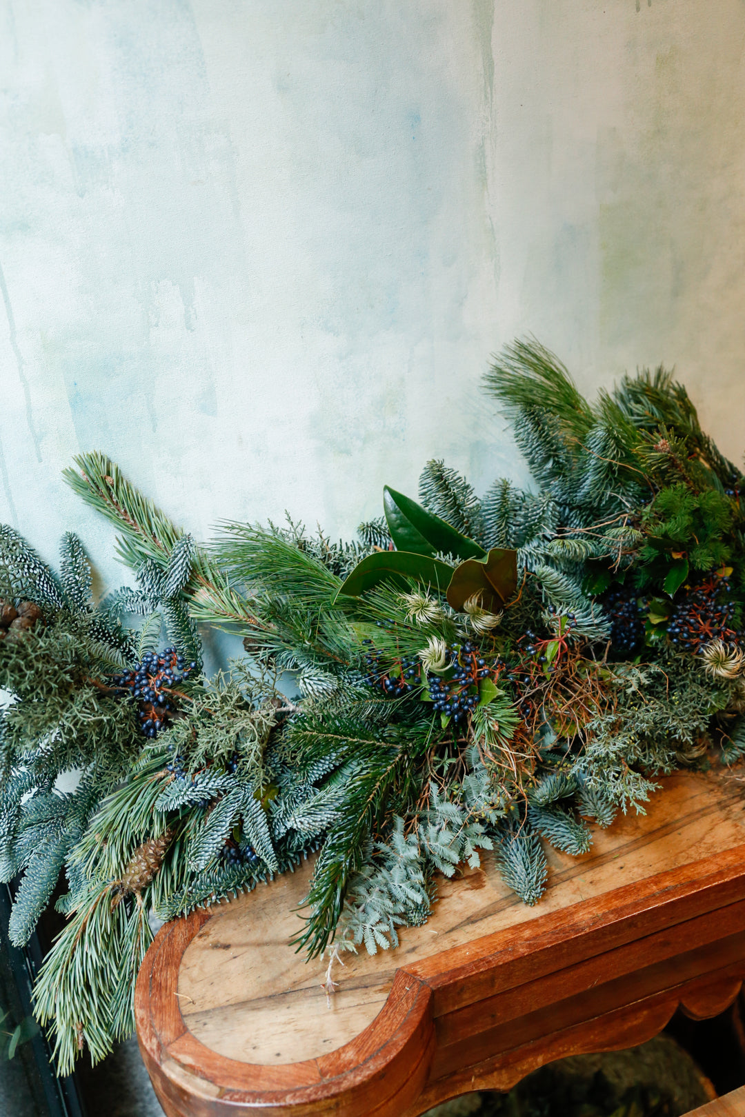 Guirnalda de Navidad con verdes por metro