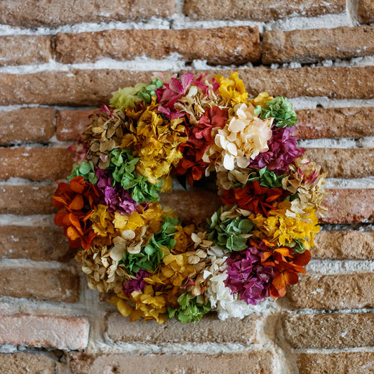 Corona de hortensias preservadas mix - Envío nacional