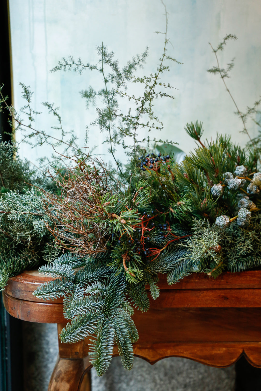 Guirnalda de Navidad con verdes por metro