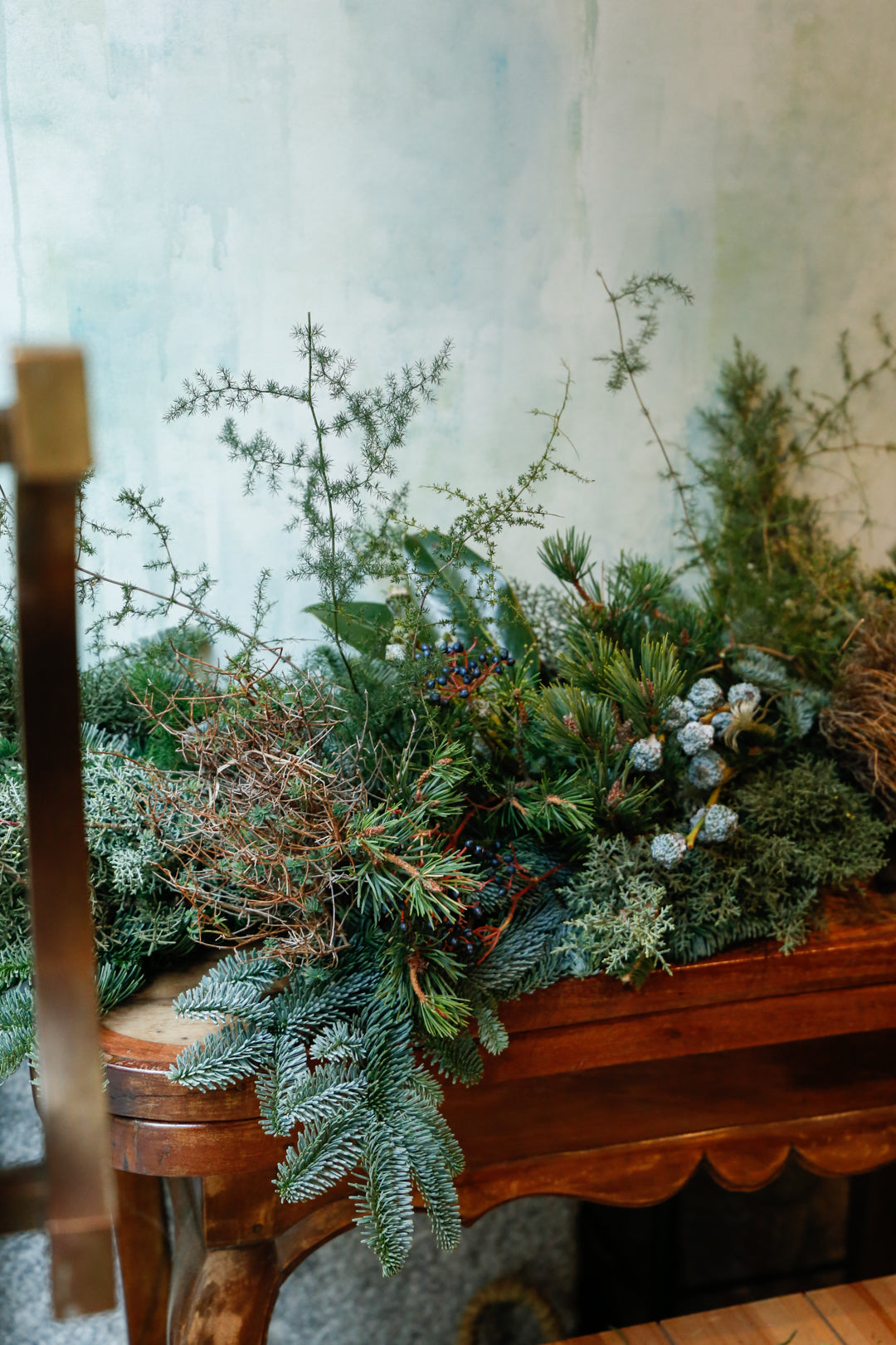 Guirnalda de Navidad con verdes por metro