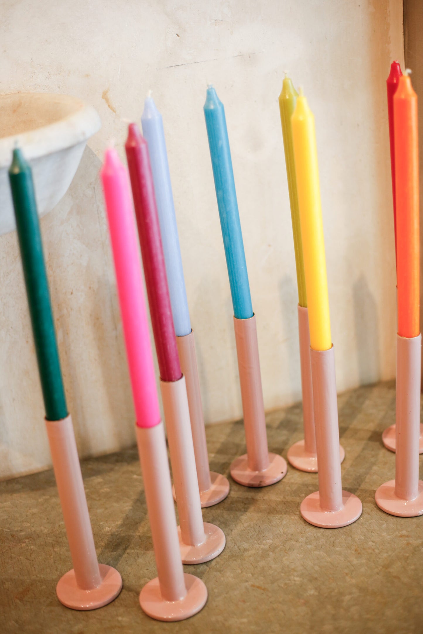 Pack de 6 velas · Colores variados