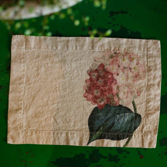 Individual de lino Hortensias