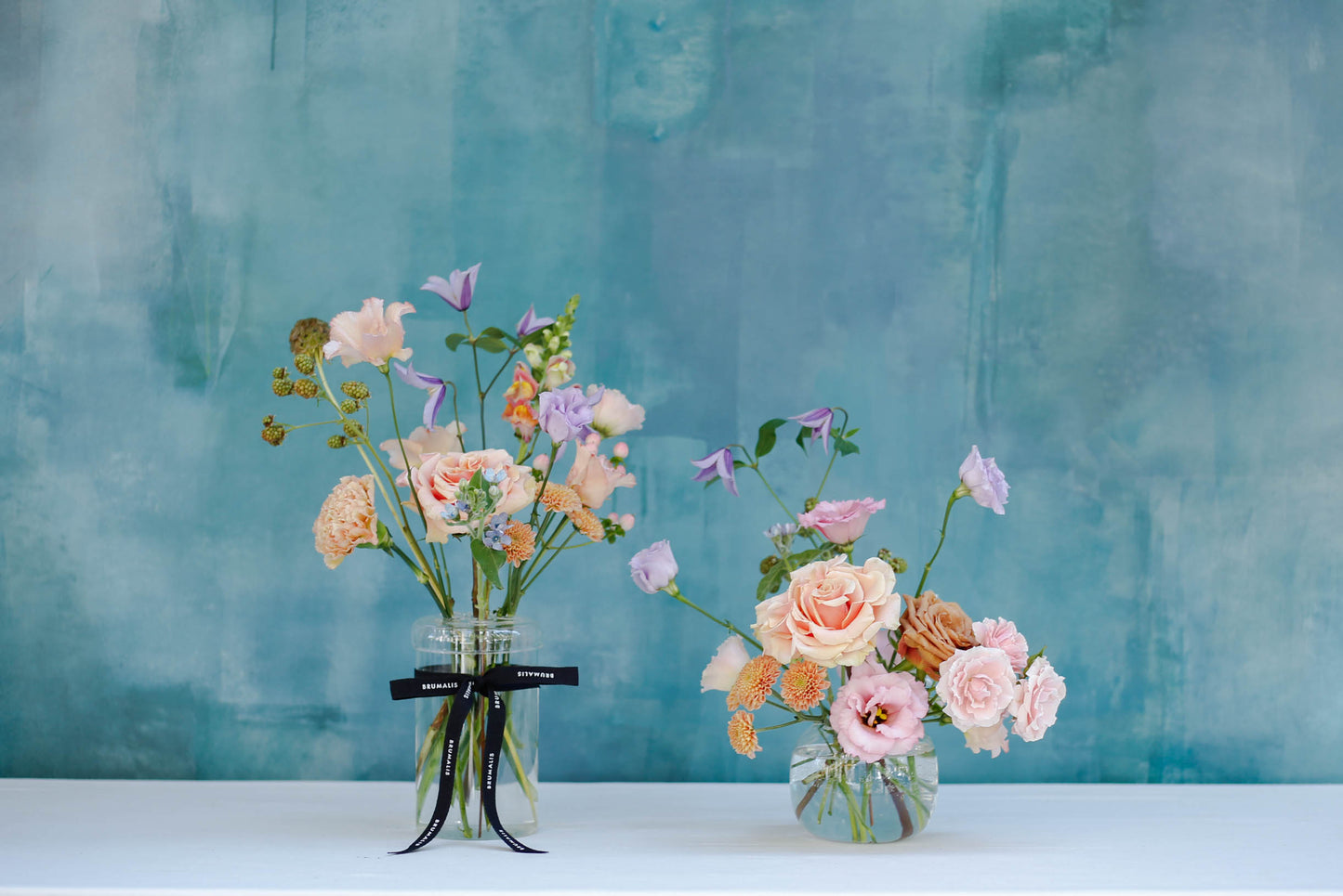 Flores jarrón ikebana de cristal soplado