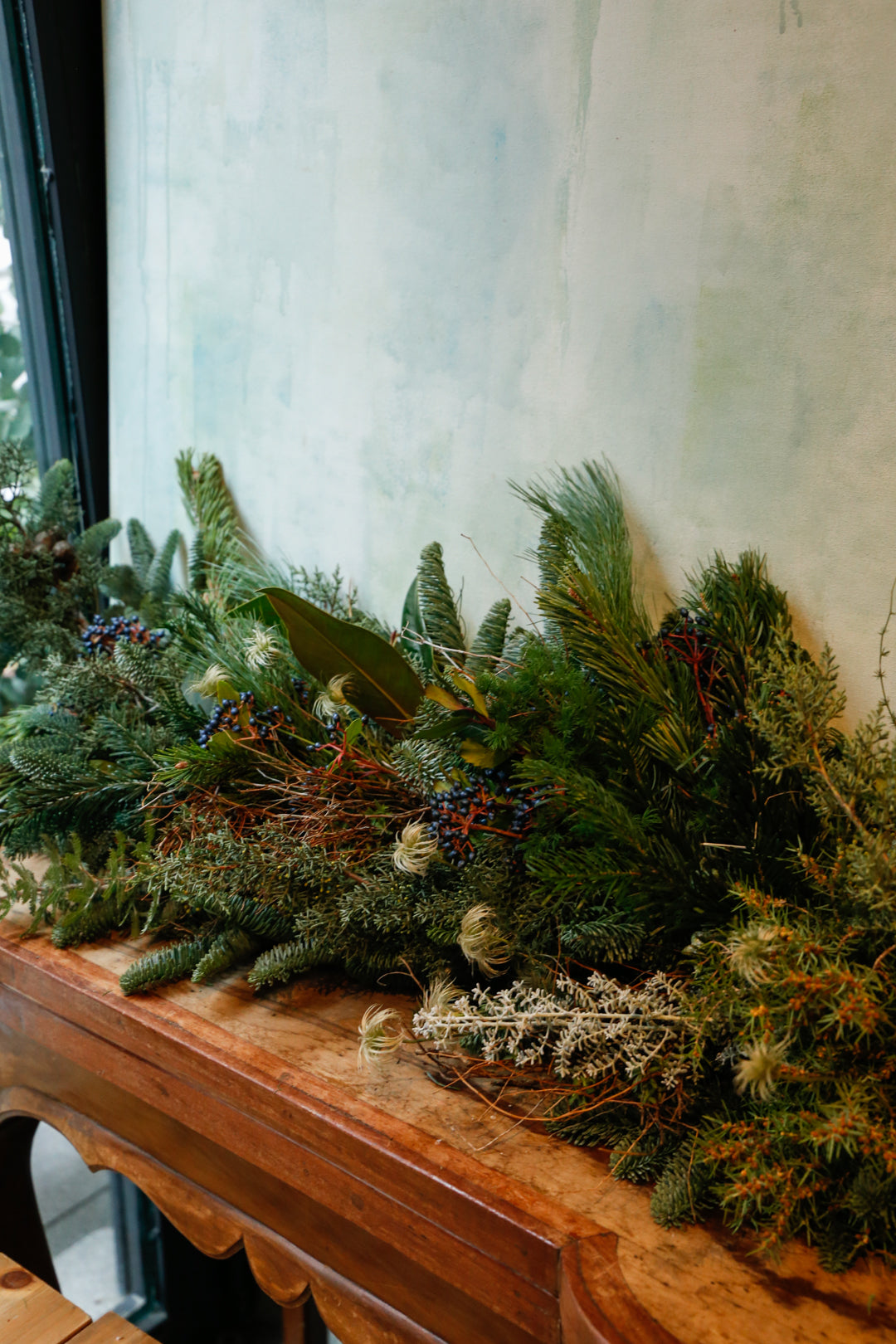 Guirnalda de Navidad con verdes por metro