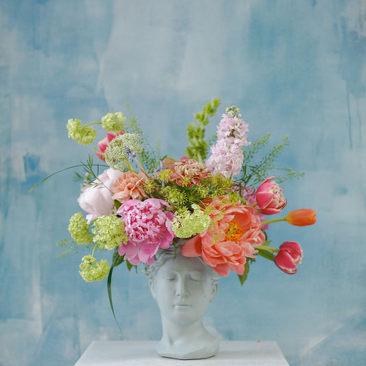 Flores en jarrón cabeza azul · Peony deluxe