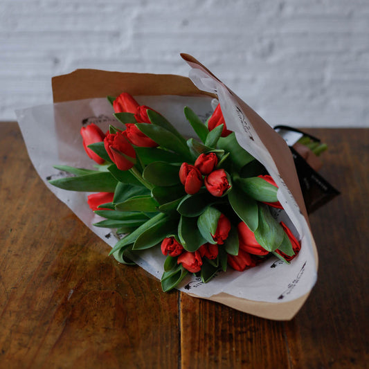 Ramo de 20 tulipanes rojos