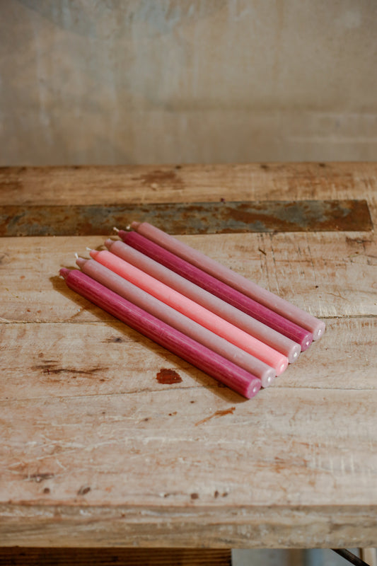 Pack de 6 velas en tonos rosa