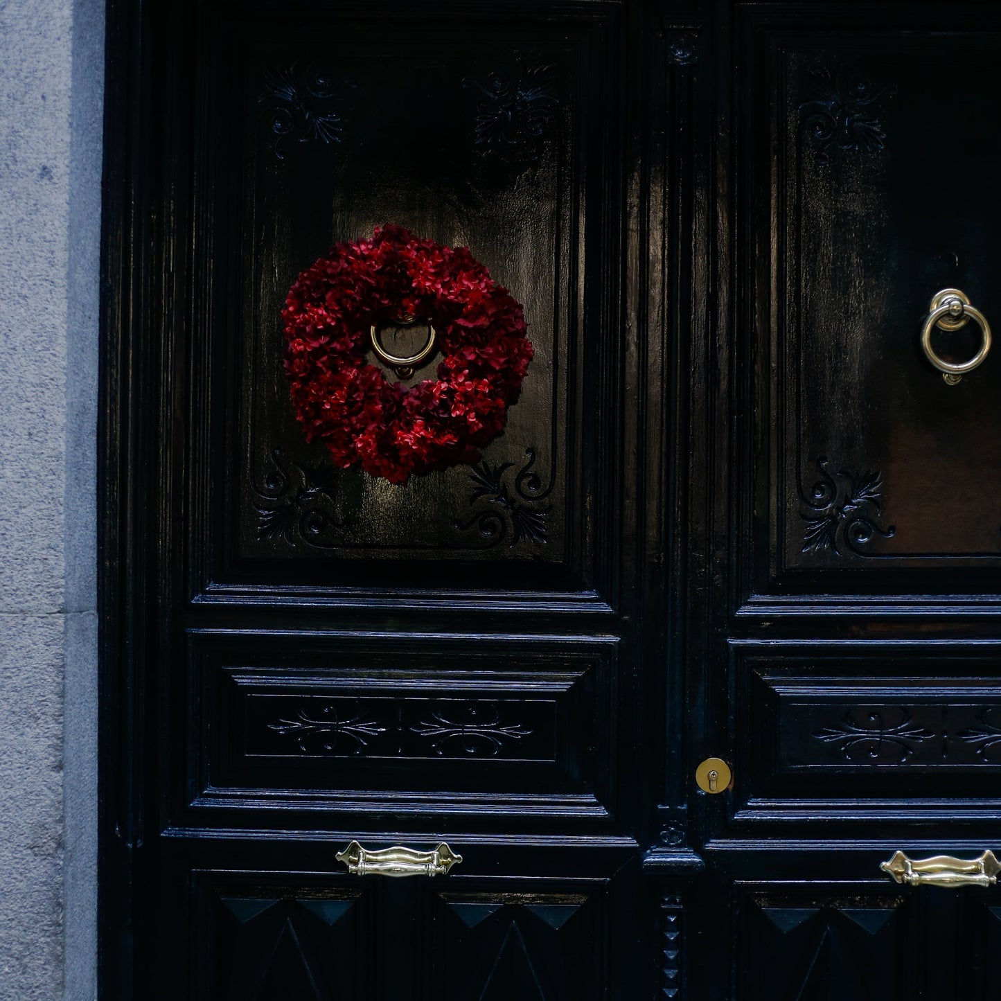 Corona de Navidad hortensias preservadas