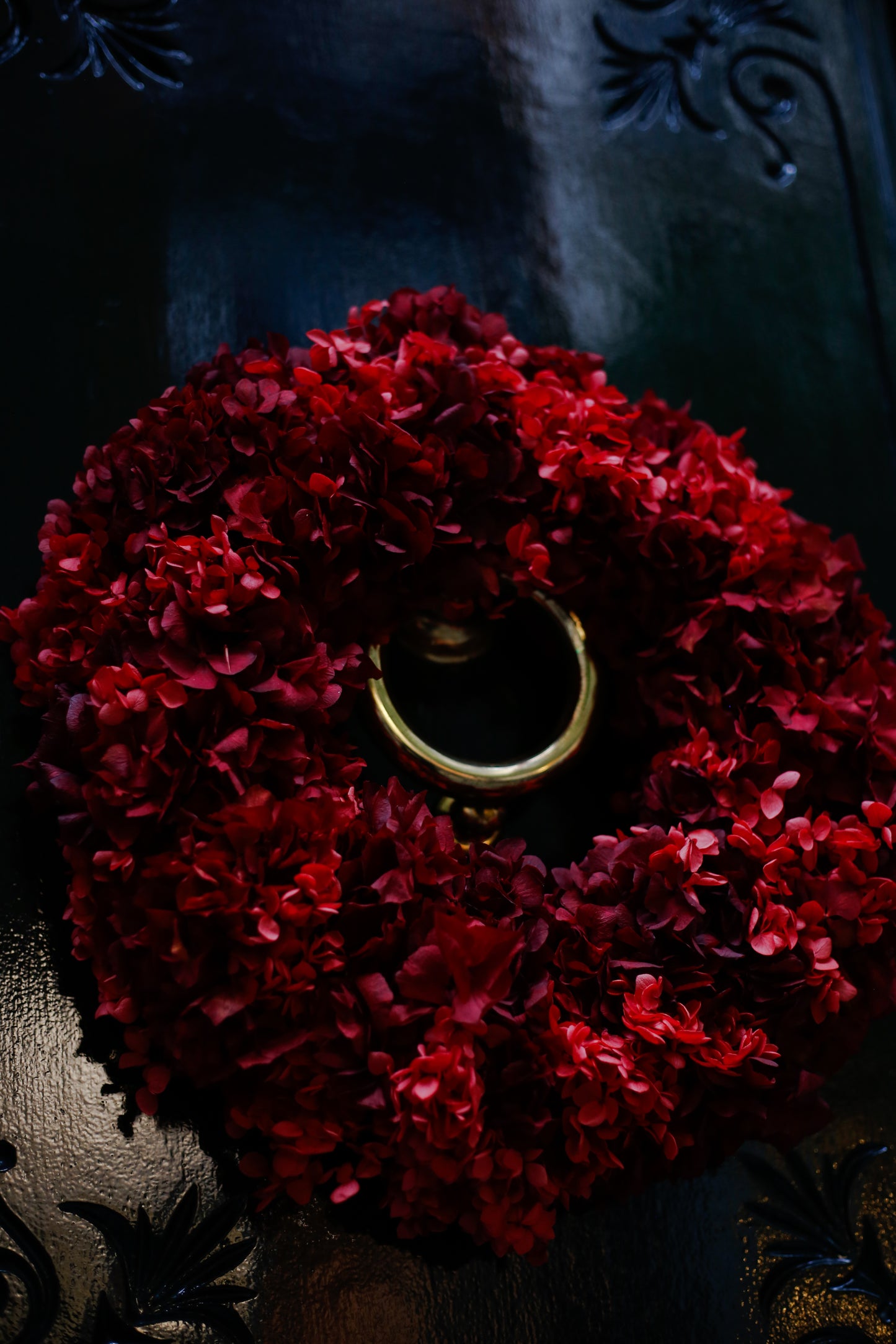 Corona de Navidad hortensias preservadas