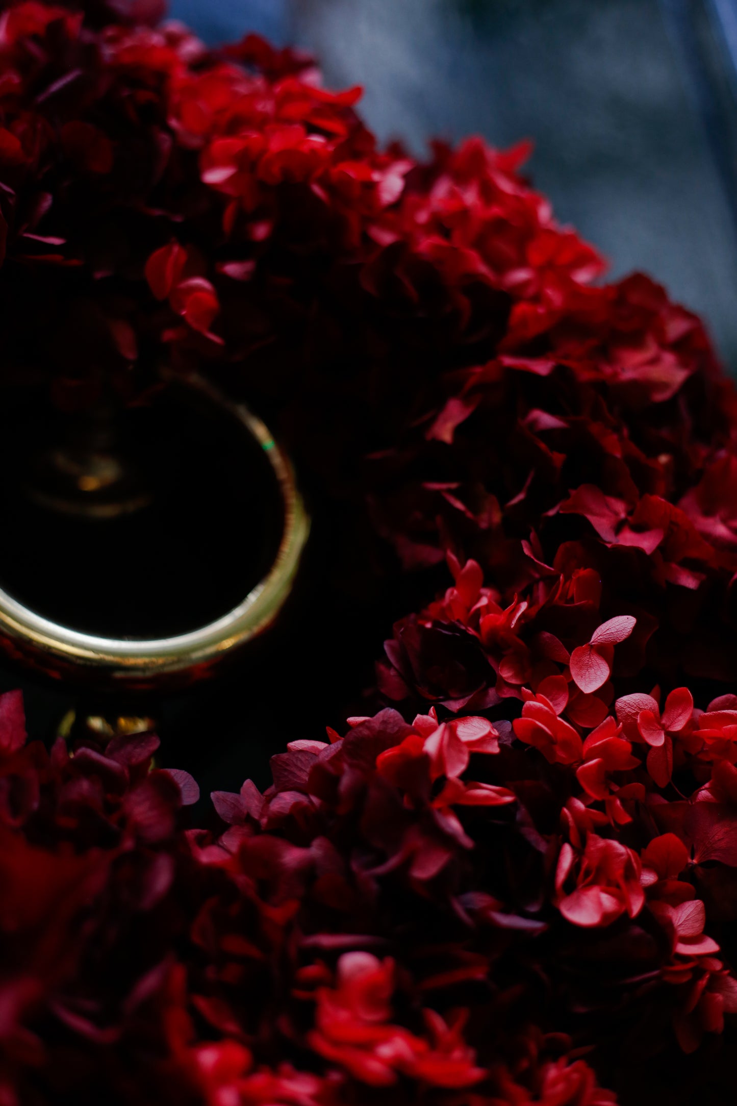 Corona de Navidad hortensias preservadas