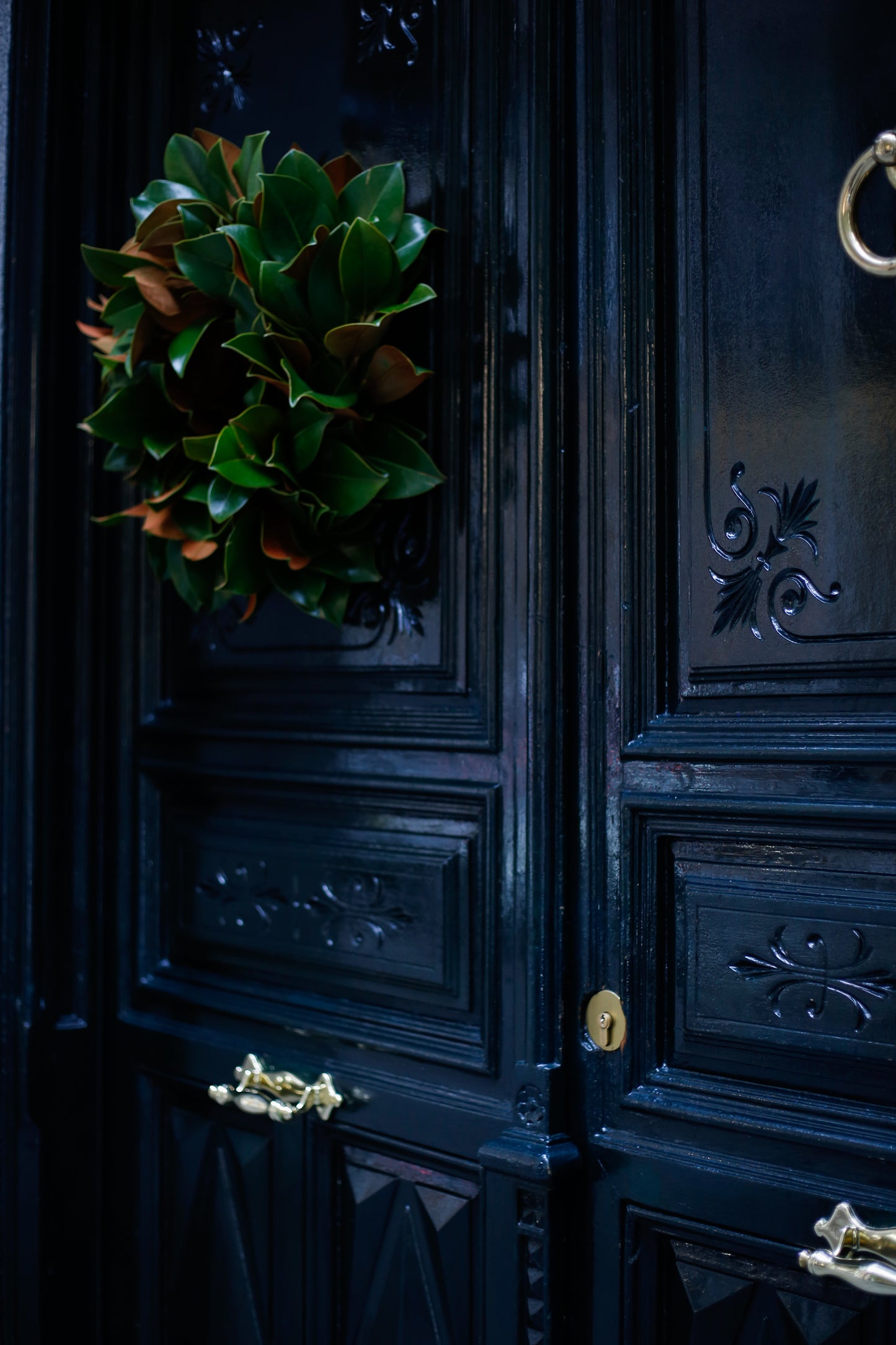 Corona de hojas de magnolio natural