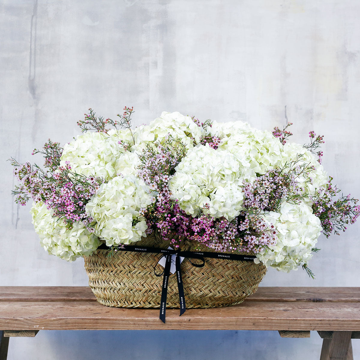 Cesta XL con hortensias