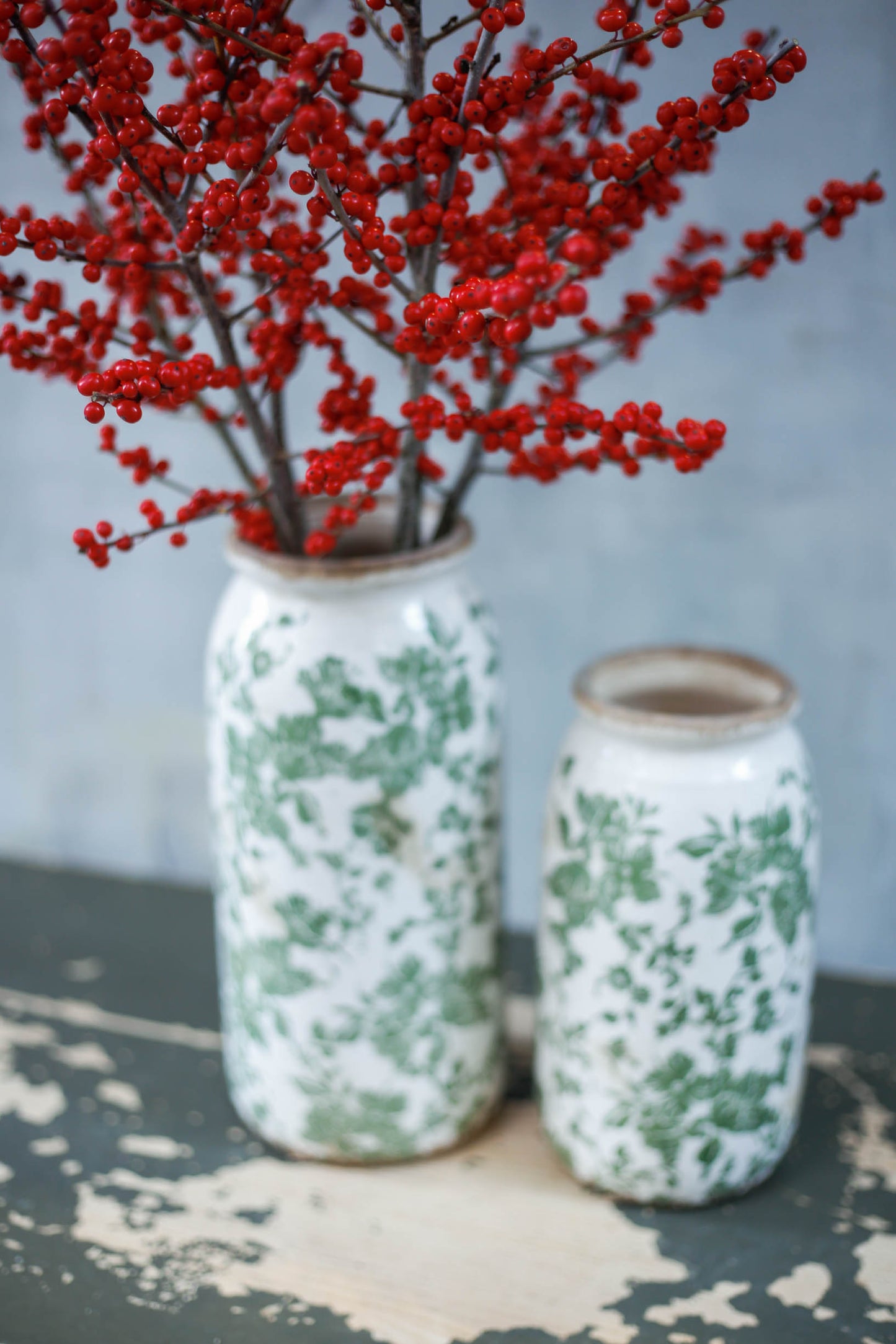 Ilex en jarrón print verde