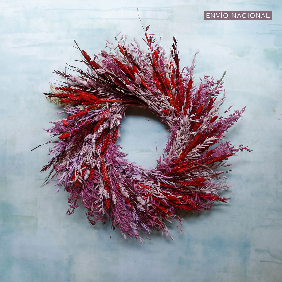 Corona de espigas preservadas rojo & rosa - Envío nacional