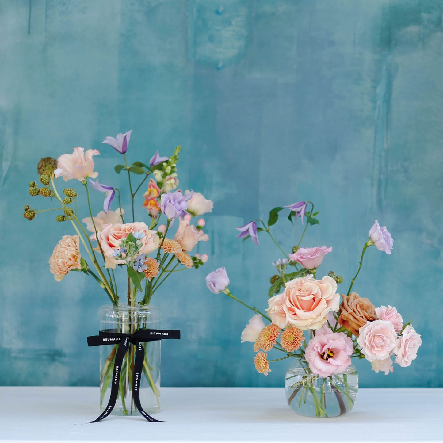 Flores jarrón ikebana de cristal soplado