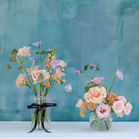 Flores jarrón ikebana de cristal soplado